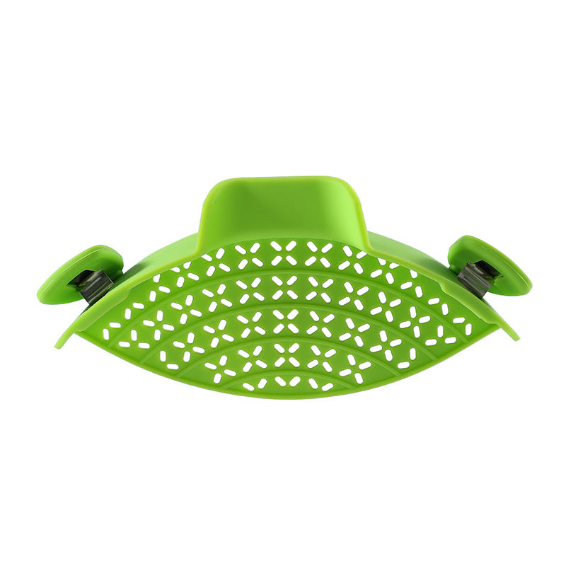 R&G Boutique silicone pot side drain stopper for kitchen gadgets, flexible, durable, and designed to fit various cookware sides.