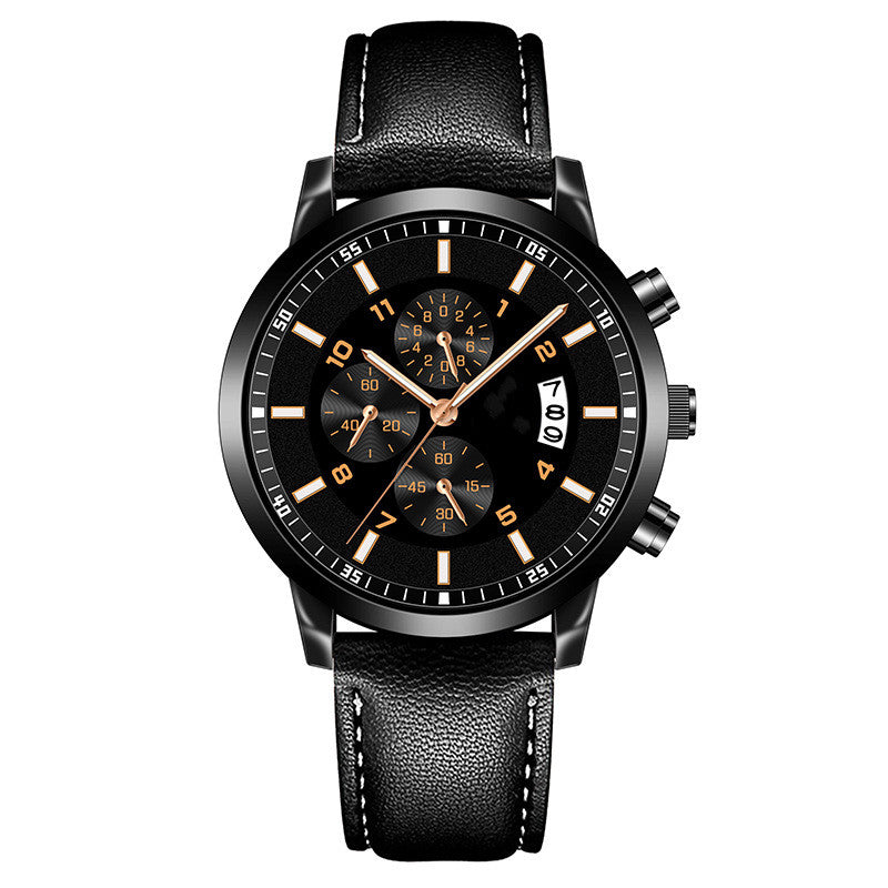 Men's R&G Boutique alloy quartz watch with luminous dial and calendar function, featuring a sleek business design.