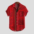 R&G Boutique men's Hawaiian print short-sleeved shirt with retro clan style, featuring vibrant summer floral and lapel design.