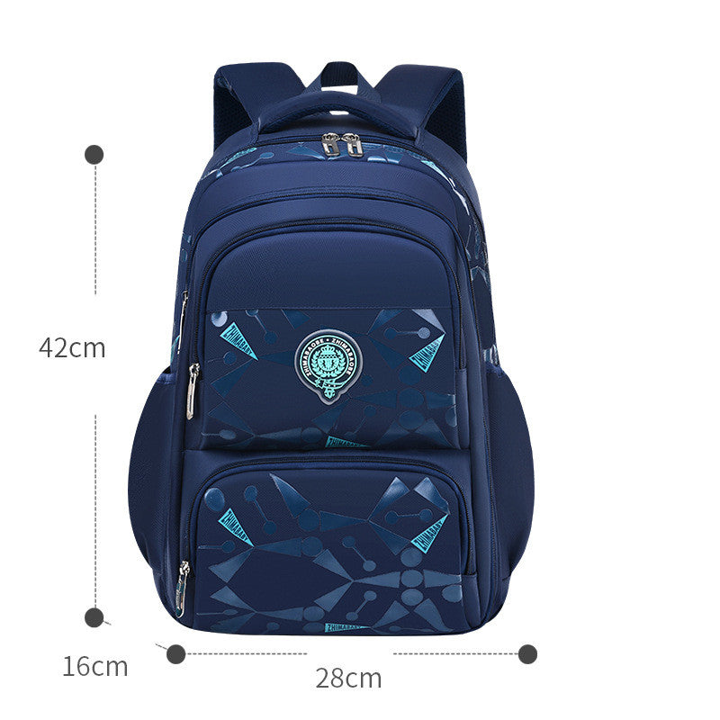 Colorful Korean leisure schoolbag for primary students, designed by R&G Boutique, featuring playful patterns and adjustable straps.