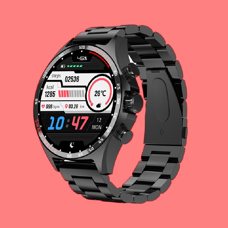 R&G Boutique smart watch with sports health monitoring features, displaying a digital screen with fitness and health metrics.