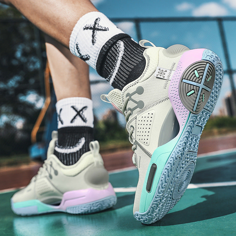 Cotton Candy men's basketball shoes by R&G Boutique featuring colorful sneakers with a stylish athletic design.