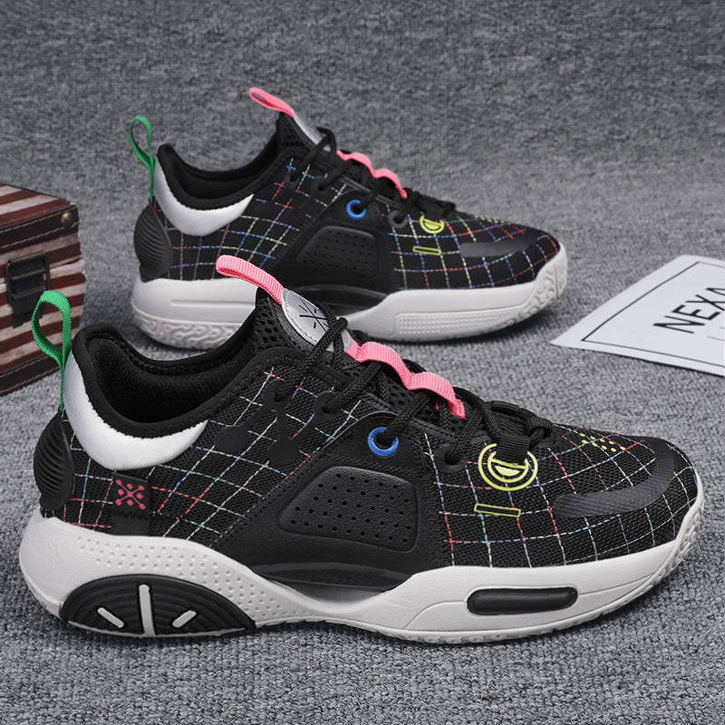 Men's Cotton Candy basketball sneakers by R&G Boutique featuring vibrant pink and blue athletic shoe design with white soles.