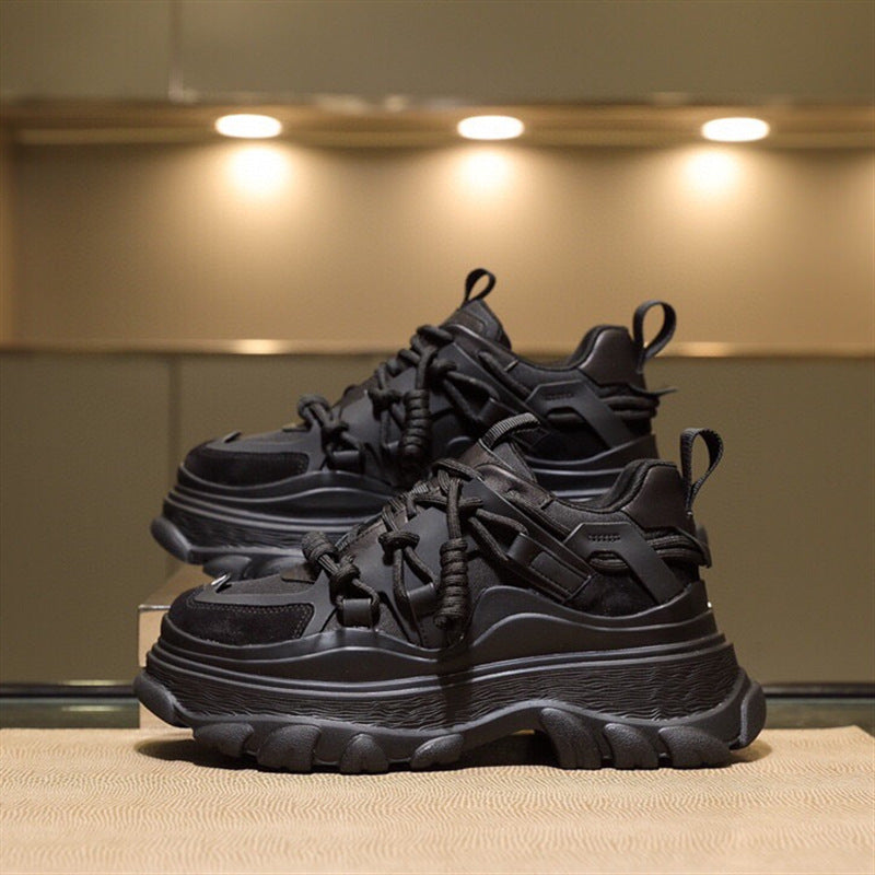 Women's casual leather platform sneakers with lace-up design from R&G Boutique, featuring a stylish and comfortable look.