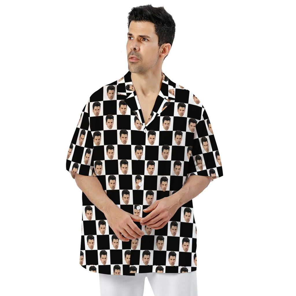 Customized face print shirt from R&G Boutique featuring a personalized face graphic on a stylish shirt.