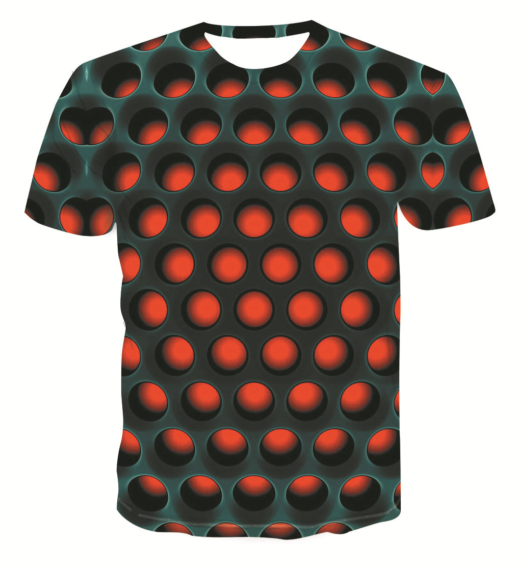 R&G Boutique 3D digital print T-shirt featuring vibrant, colorful abstract design on a casual cotton shirt.