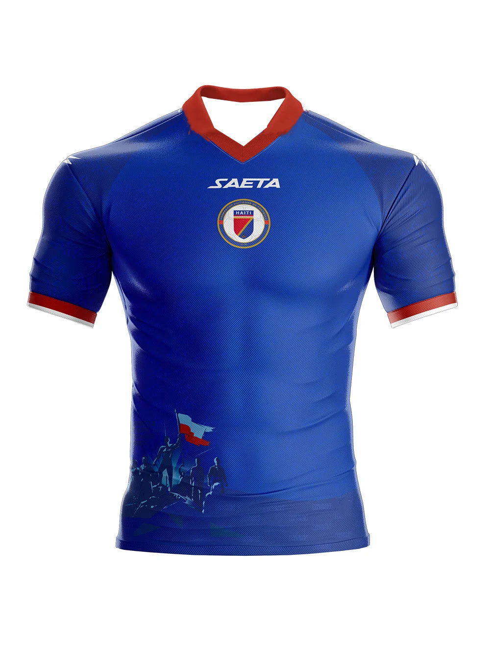 Haiti national team away jersey by R&G Boutique, navy blue sports shirt with team logo and athletic design.