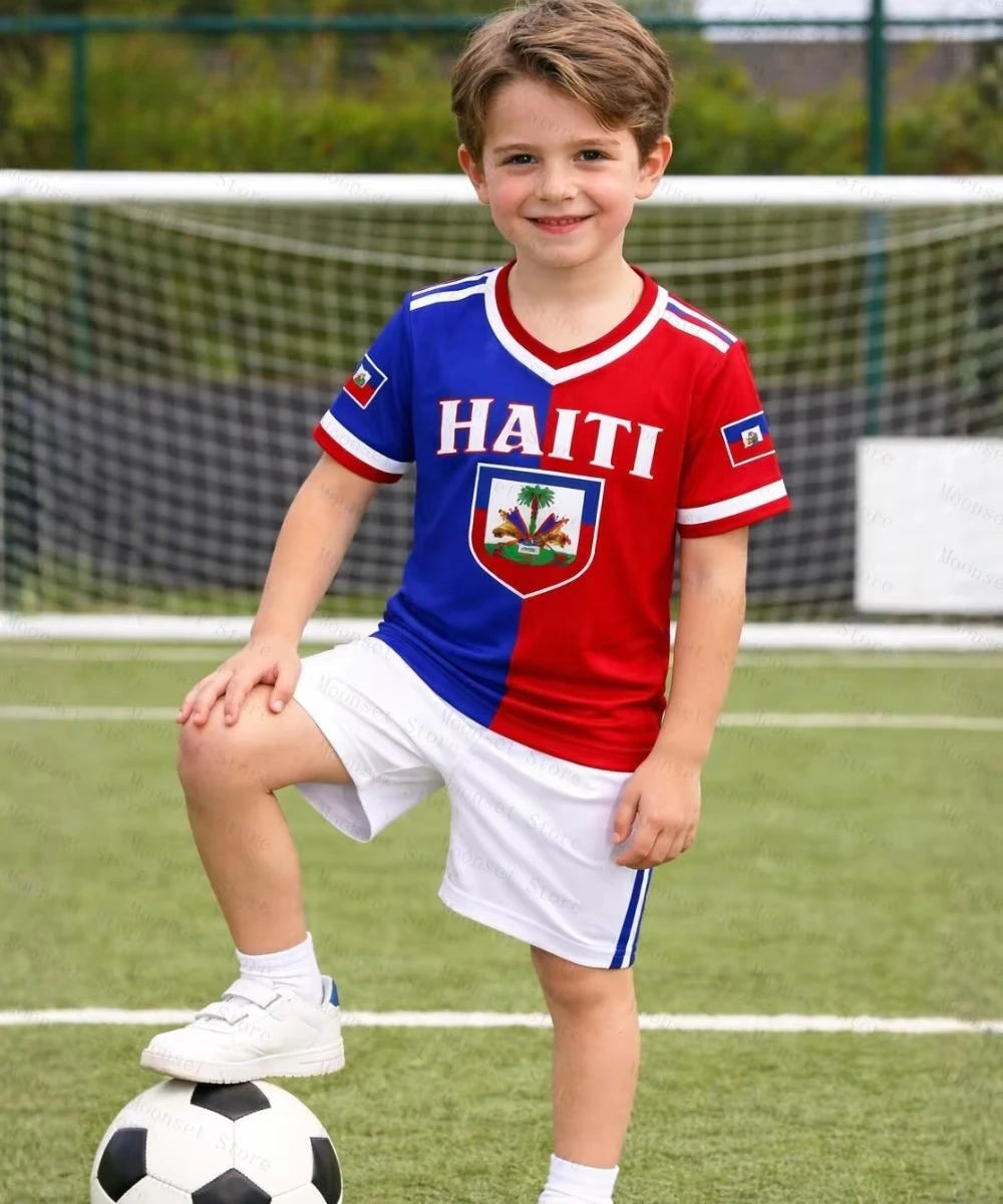 Haiti Kids Soccer T-shirt Quick Dry Short Sleeve