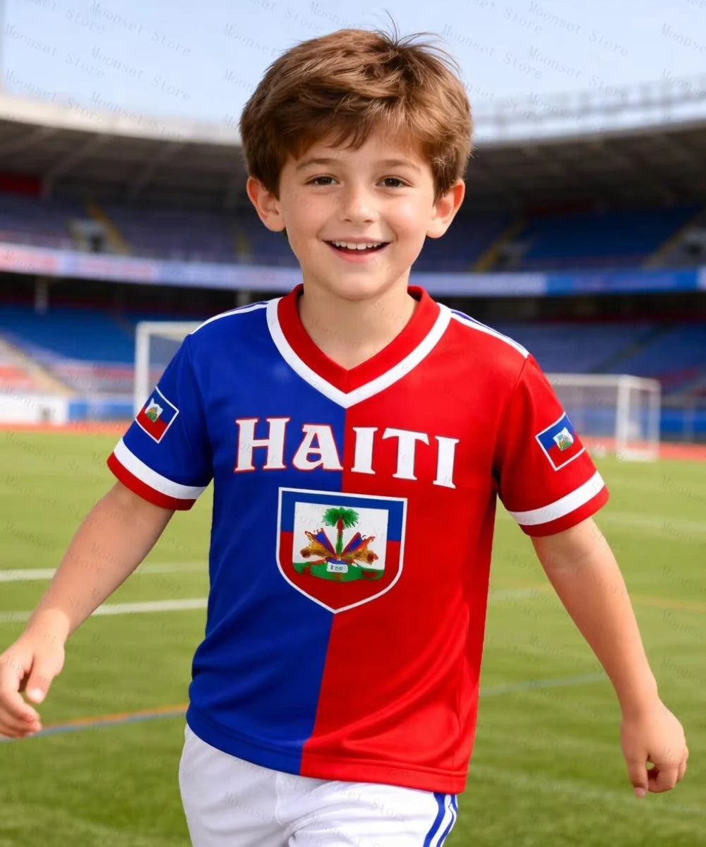 Haiti Kids Soccer T-shirt Quick Dry Short Sleeve