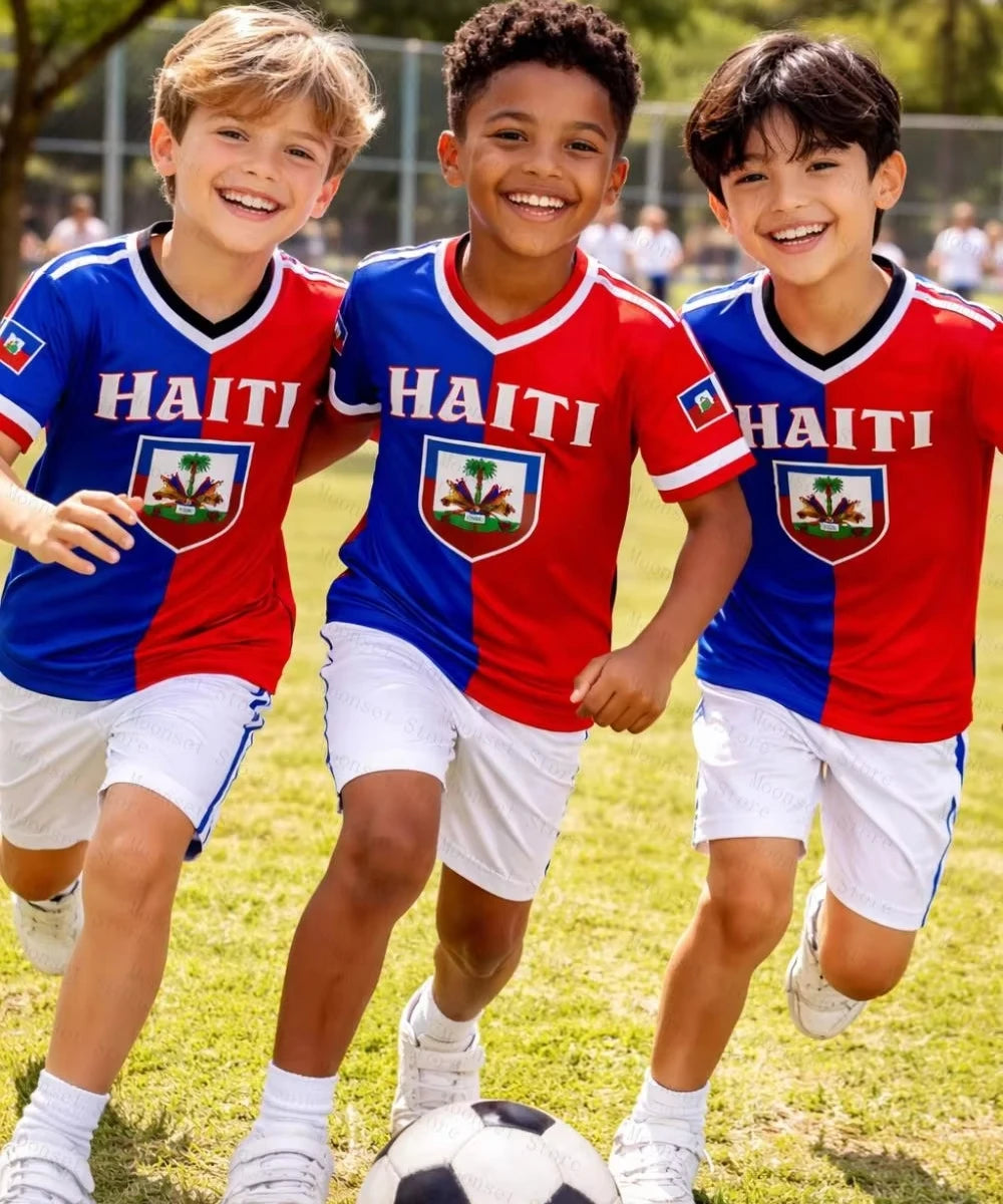 Haiti Kids Soccer T-shirt Quick Dry Short Sleeve