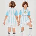 Kids football jersey set by R&G Boutique featuring Brazil, Argentina, and Germany national team designs, quick-dry soccer clothing for boys and girls.