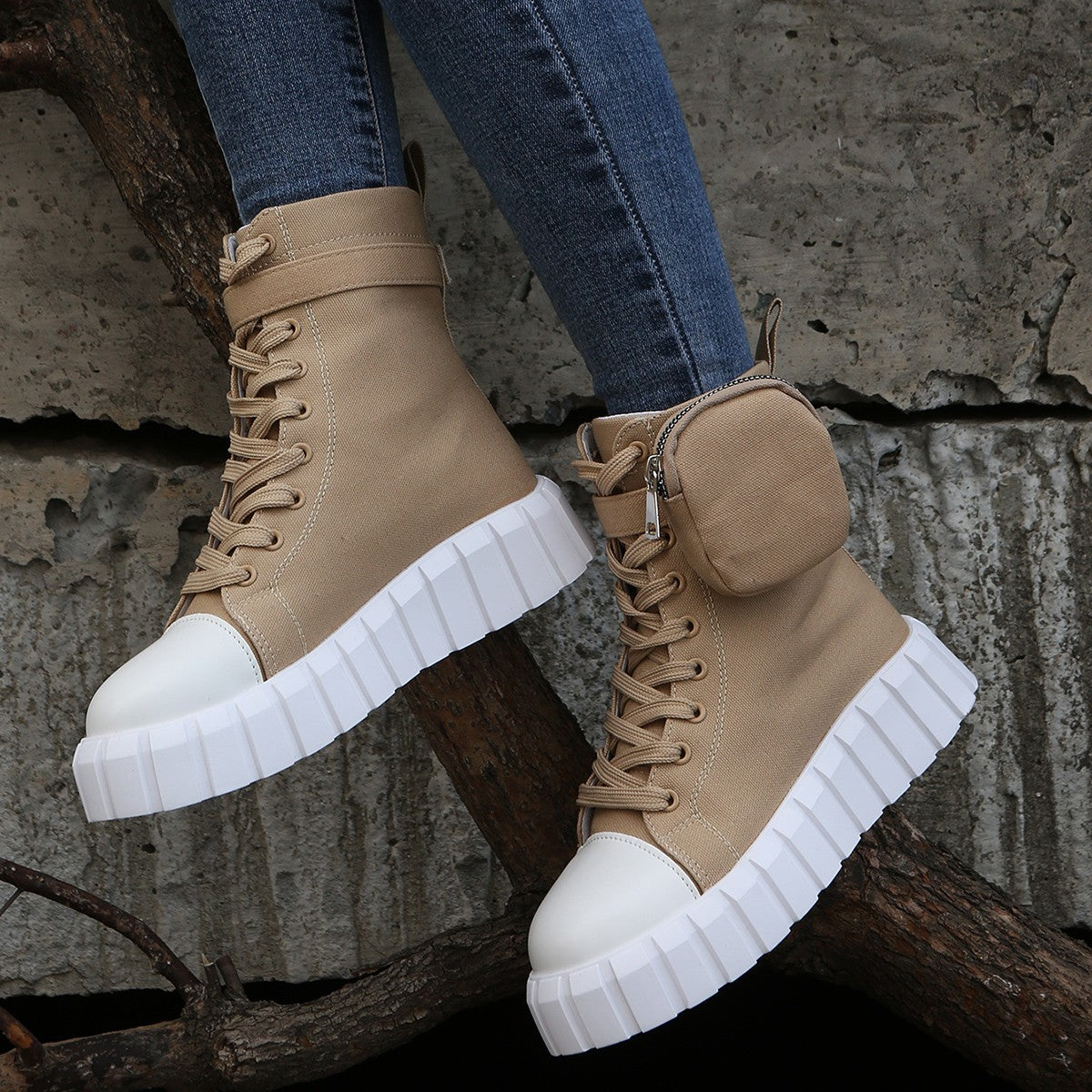 R&G Boutique women's high-top canvas shoes with breathable fabric and stylish design, suitable for casual wear.
