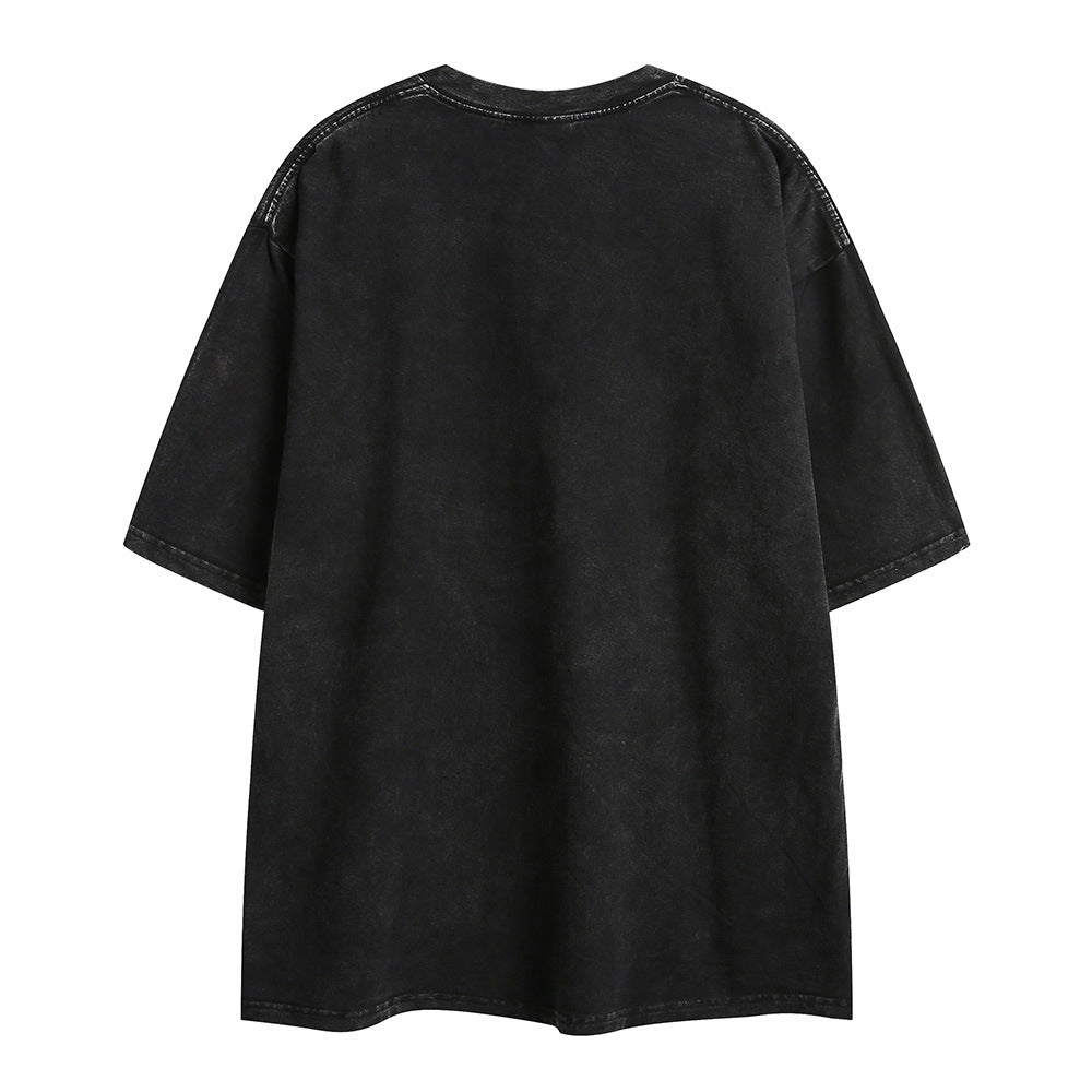 Men's short-sleeve T-shirt with flower and letter print, stylish casual top from R&G Boutique.
