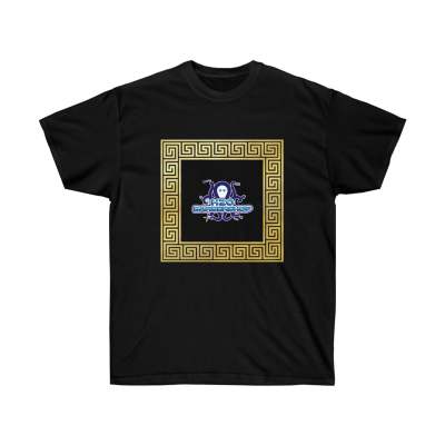 Unisex round neck print T-shirt from R&G Boutique, featuring a colorful graphic design on soft fabric.