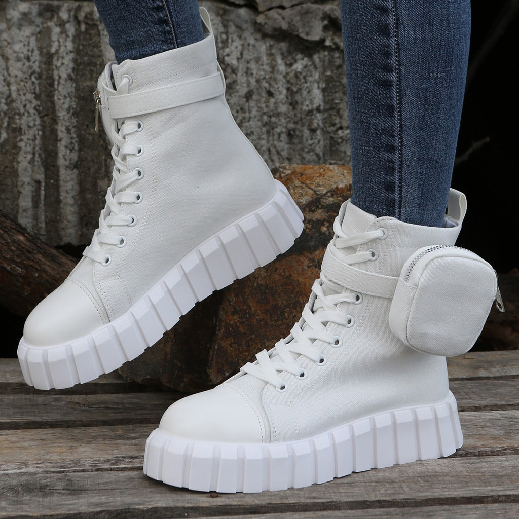R&G Boutique women's high-top canvas shoes with breathable fabric and stylish design, showcasing their trendy look and comfortable fit.